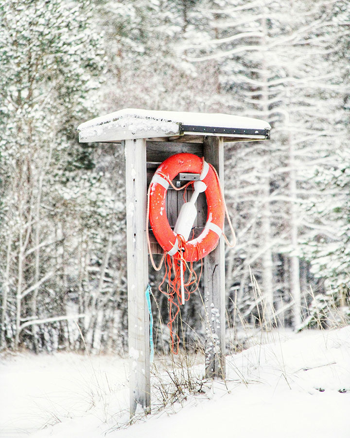 Livboj i snö.